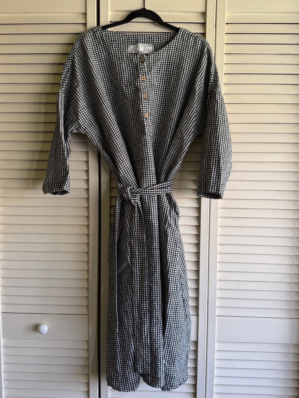 notPREFECTLINEN Maxi RENNES heavy weight black gingham o/s linen dress